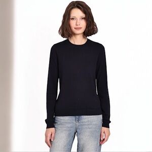 MINNIE ROSE Supima Cotton Cashmere Long Sleeve Crewneck Sweater